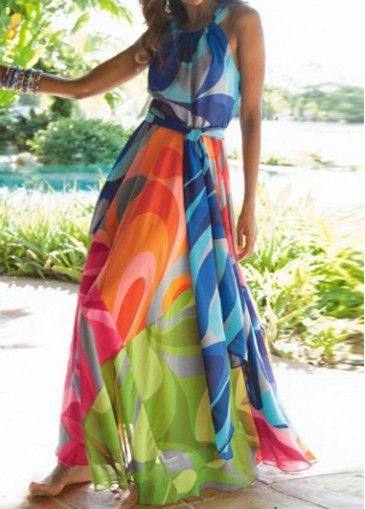 Colorful high waist Maxi Dress