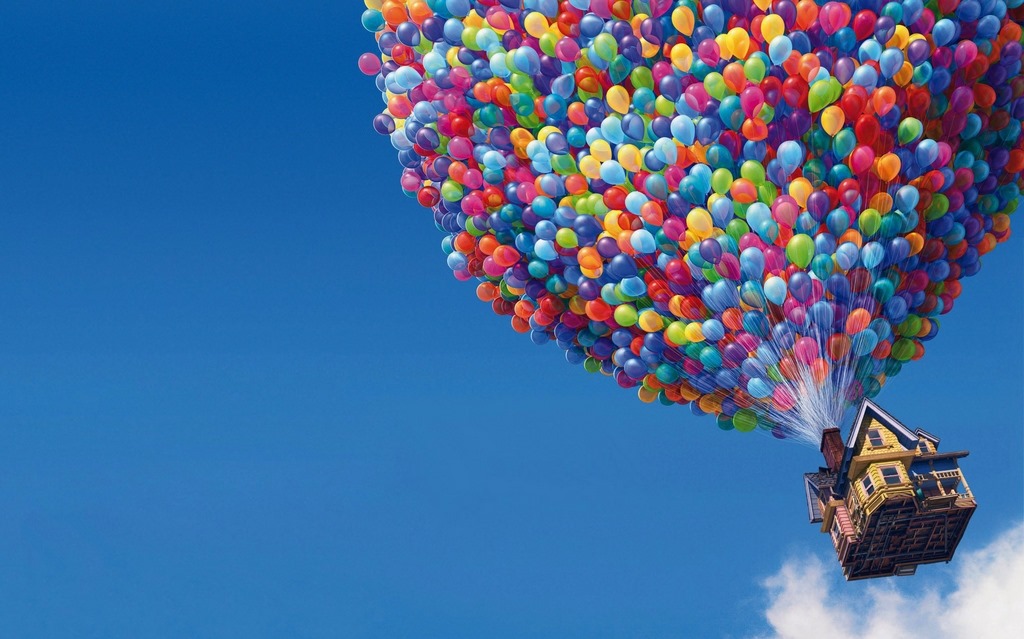Balloons And House Desktop Background