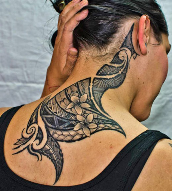 Tribal Tattoo For Women On Neck