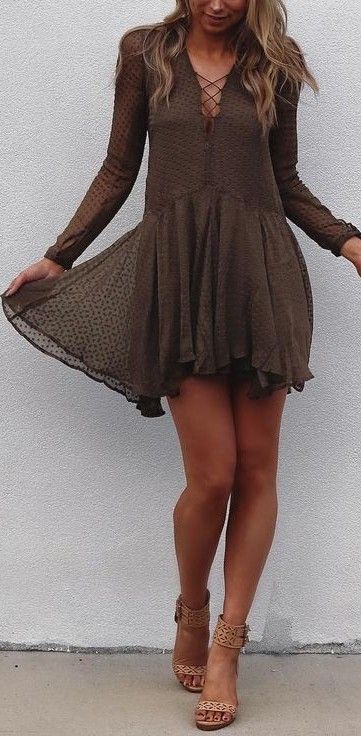 khaki-lace-up-dress