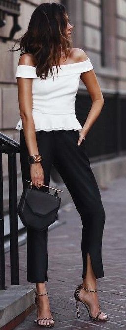 white-bardot-top-black-chic-pants